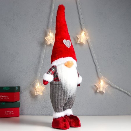 Interior doll "Santa Claus only nose, in a cap with a heart" 43x16x10 cm-1
