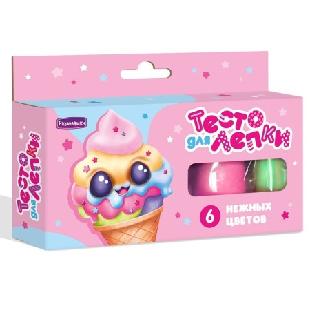 Modeling dough, in a box of 6 colors, 25 g, delicate colors-1