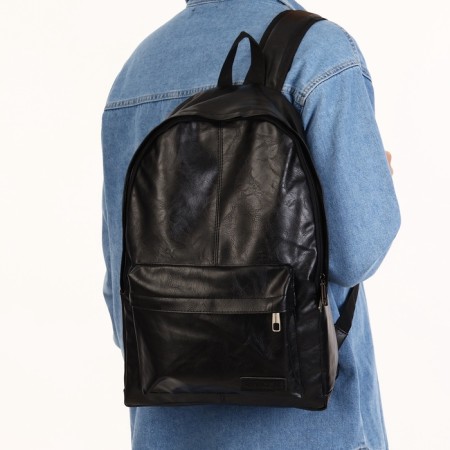 City backpack of artificial leather with lightning, 3 pockets, black color-6