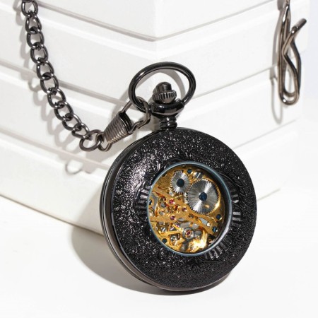 Pocket clock "Skeleton" mechanical, 5.5 x 4.5 cm, D dial-4 cm-2