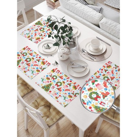 Set of napkins for setting the table "New Year's snowmen", rectangular, size 32x46 cm, 4 pcs