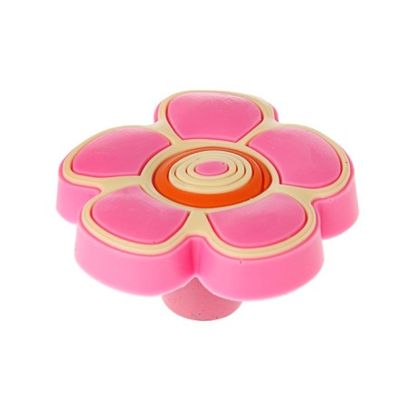Handle Baby button KID 024, "Flower 2", rubber, pink