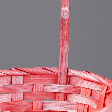Wicker basket 19x19/32 cm, coral, bamboo-1