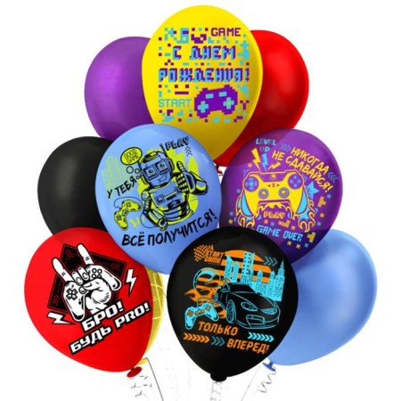 Shar Latex 12 "" With DR! Games! ", Pastel, 1-sided, 5 designs, set 25 pcs., Mix-1