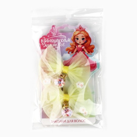 Hair clip with a bow "Princesses can be all", 7 x 5 cm-7