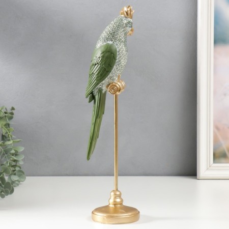 Polystone souvenir "Two green parrots on a bit" 26x10x12 cm-1