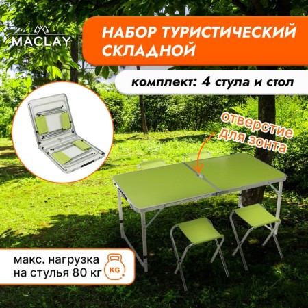 A set of tourist furniture Maclay: table, 4 stools, lighting color