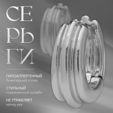 Earrings Metal "Accord" Circle of strip, color silver-3