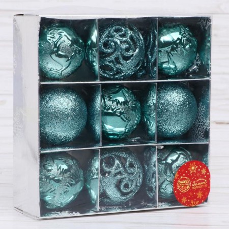 Set of balls plastic D-6 cm, 9 pcs "Trilate" Green-1