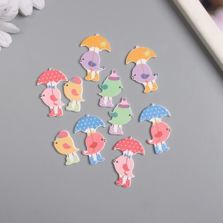 Decor for creativity tree "Bird with an umbrella" set of 10 pcs 3.7x2.5 cm