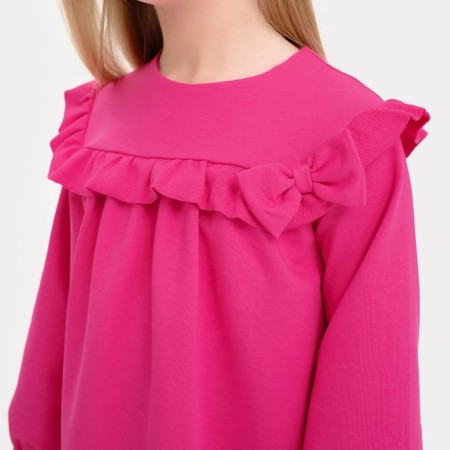 Платье для девочки с рюшей KAFTAN "Basic line", размер 32 (110-116), цвет фуксия-2