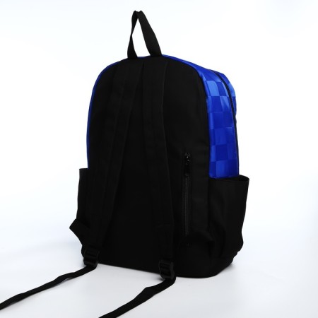Youth backpack from textiles, 6 pockets, white/blue color-3