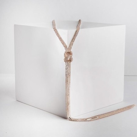 Set 2 subjects: earrings, pendant "Elegance" burn, white color in pink gold, 42 cm-5