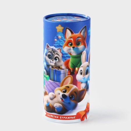 Paper napkins in the tube "New Year! Animals ", 50 pcs, two -layer-1