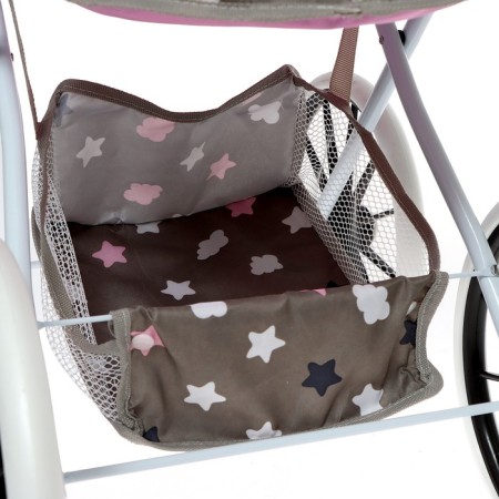 Stroller for dolls is universal, with a basket, bag, metal frame-7