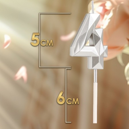 Candle in the cake on the skewer "Almaz", the number "4", silver, 4.8x2.6 cm-1