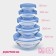 A set of glass salad bowls “Classic” with lids, 5 objects: 900/500/350/200/130 ml, blue color