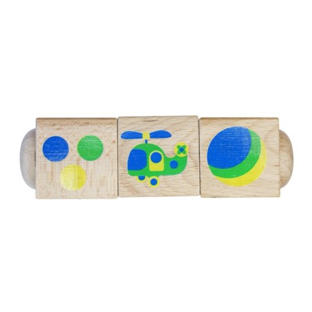 Wooden cubes "color", on the axis, 3 cubes-2