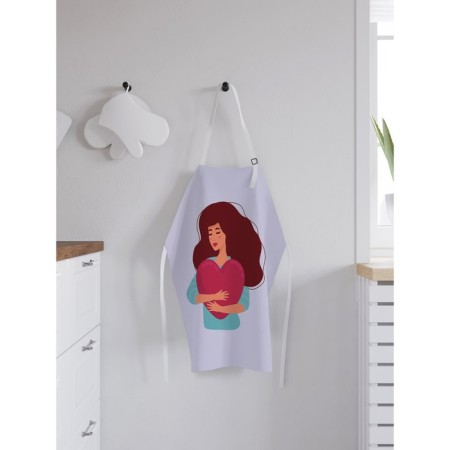 Apron kitchen with a photo print "Hugging heart", adjustable, size OS-1