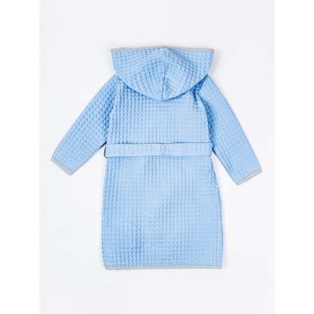 Waffle hood with a hood, height 122-128 cm, blue color-14