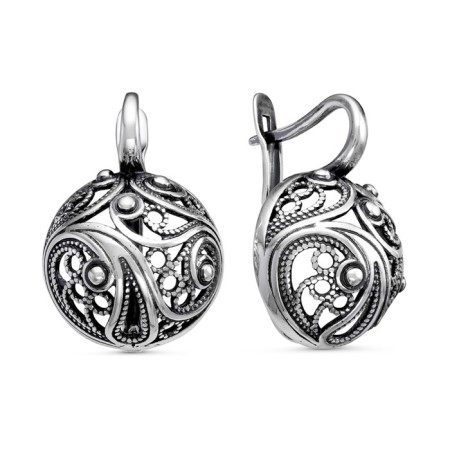 Earrings "Sphere", echoing with oxidation