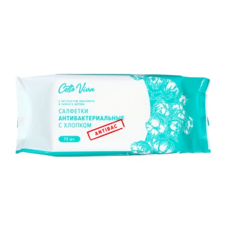 Wet Cottoviva napkins antibacterial, with cotton, 72 pcs.-1
