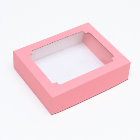 Box of a team without printing a lid is a red with a window 18 x 15 x 5 cm-1