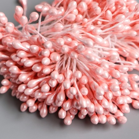 Stamens for flowers "droplets gloss sugar-pink" set 300 pcs length 6 cm-2