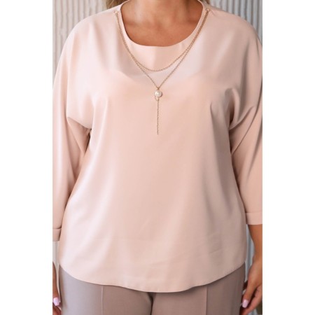 Female blouse, size 46, beige color-9