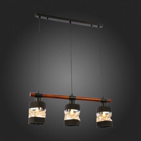 Suspended EVOLUCE lamp. Sle114403-03. Abiritto. 3x60 watts, E27, 60x10x20.5 cm, black color, dark tree-2