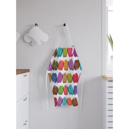 Apron kitchen with a photo print "French cakes", adjustable, size OS-1