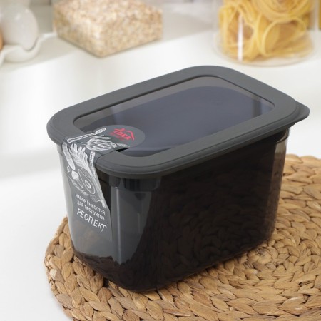 A set of containers for bulk products "Respect", 3 pcs, 0.8 l, 1.3 l, 2.3 l, graphite color-7
