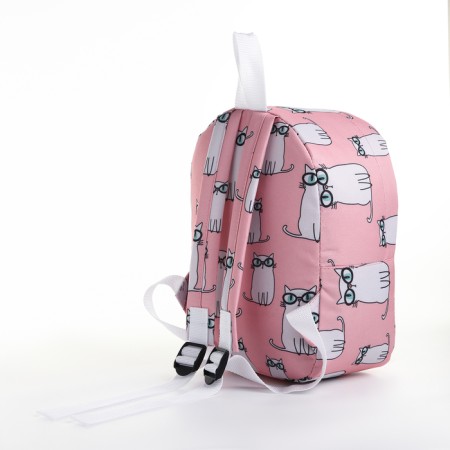 School backpack on lightning, external pocket, pink color-1
