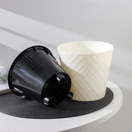 Kashpo with a drainage insert "Manhattan", 1.6 l, d = 16 cm, snow -white color-3
