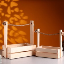 A set of wooden pots 2 in 1 (25.5 × 15 × 30; 20 × 12 × 23 cm) 