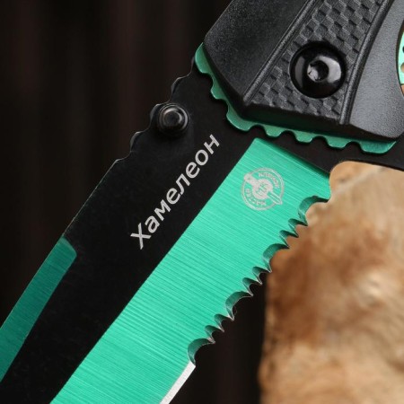Folding "chameleon" steel - 420, handle - plastic, green, 21 cm-4