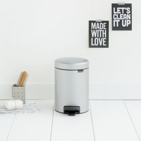 Brabantia Newcon bucket, plastic inner bucket, with a pedal, color gray metallic, 3 liters-4