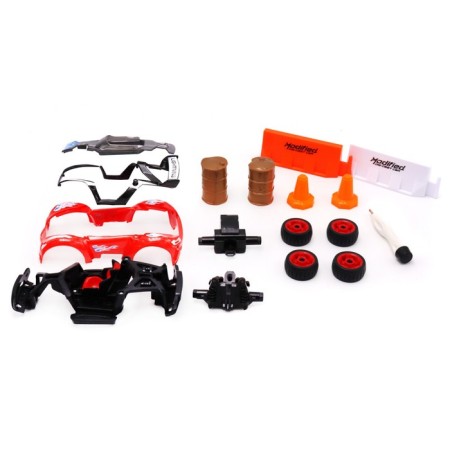 DIY FUNKY TOYS machine, metal, with accessories, red, 13 cm-1