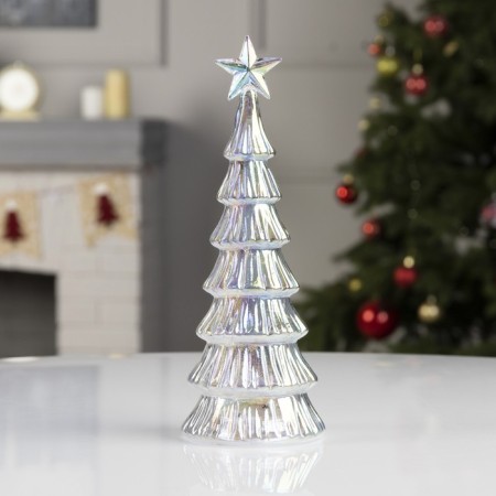 LED figure "Transparent Christmas tree" 10 × 26 × 10 cm, glass, batteries AAAX3 (not in the kit), glow warm white-1