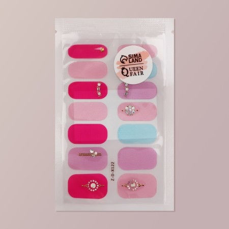 Flood stripes for manicure, 14 pcs, pink/lilac/blue color-5