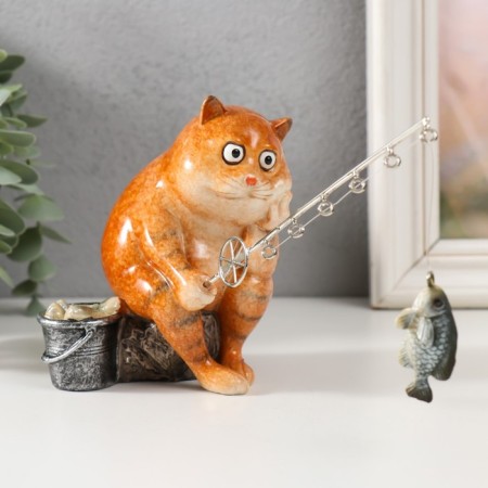 Souvenir Polystone Lac "Red cat on fishing" 12.5x10x18 cm