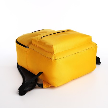 A backpack with a zipper, an outer pocket, yellow color-4