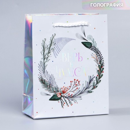 Holographic package "Miracles near", 12 x 15 x 5.5 cm, New Year-1