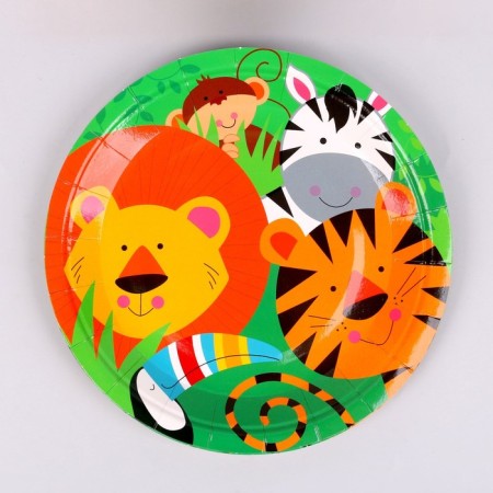 Paperial plate "Zoo", set, 6 pcs