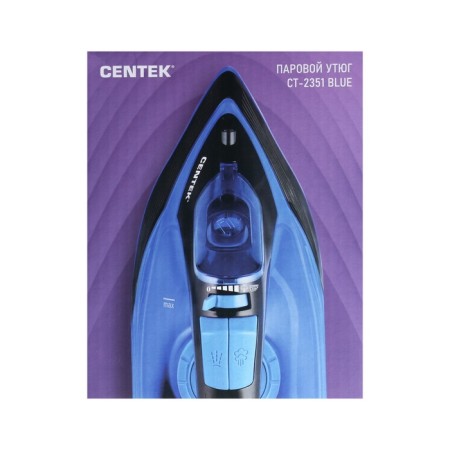 Iron CENTEK CT-2351, 2200 watts, ceramic soles, 300 ml, blue-12
