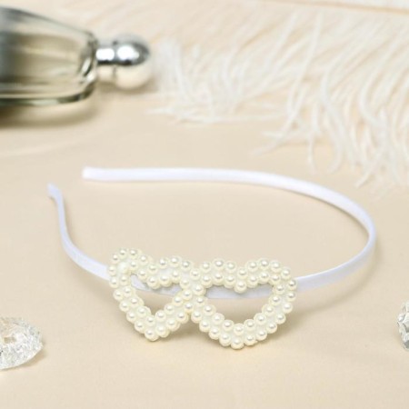 Hair rim "Blanche" hearts, 0.5 cm, white
