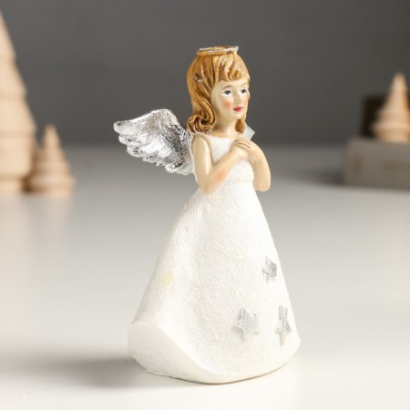 Souvenir Polystone "Girl-Angel in white with stars" brushes, silver mix 7.5x4x11 cm-2