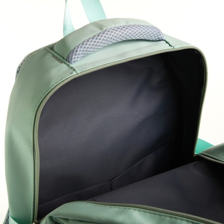 School backpack from textiles on lightning, 7 pockets, green color-5