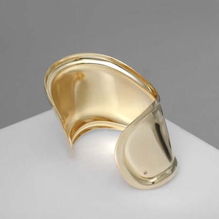 Bracelet Metal "Cuff" bend with strip, color gold-2