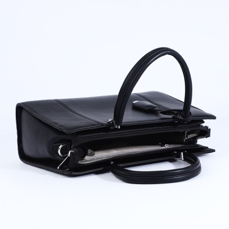 Lightning tout bag, external pocket, long belt, black color-6